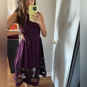 Alice and Olivia Maroon Lace Dress